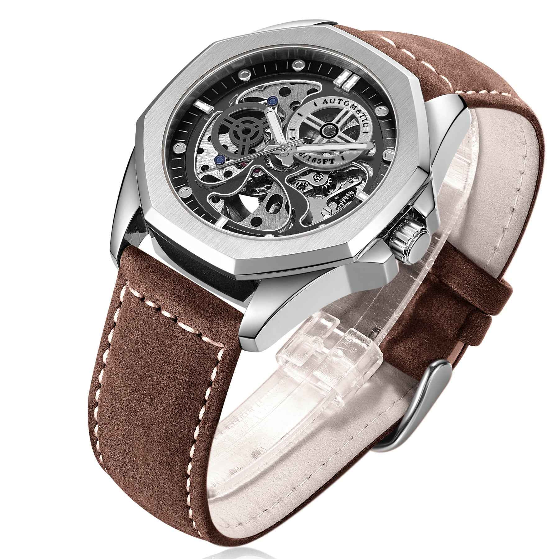 New Hollow Automatic Leather Watch for Men with Waterproof Feature